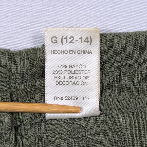 Olive Green Lace Trim Embroidered Blouse Time and Tru L Boho Festival - Picture 6 of 13